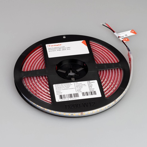 Лента светодиодная герметичная RTW-PR-A128-10mm 24V White6000 (9.6 W/m, IP66, 2835, 5m) (Arlight, высок.эфф.150 лм/Вт)