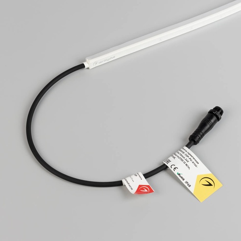 Лента герметичная WAVE-TOP-PU-A144-10x10mm 24V White5700 (5 W/m, IP68, 5m, wire x2) (Arlight, Вывод боковой, 3 года)