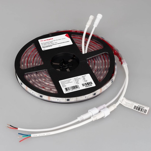 Лента светодиодная герметичная SPI-PS-B60-12mm 12V RGB-PX3-BPT (12 W/m, IP67, 5060, 5m) (Arlight, бегущий огонь)