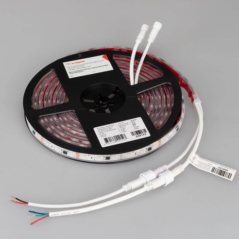 Лента светодиодная герметичная SPI-PFS-B60-12mm 12V RGB-PX3-BPT (12 W/m, IP68, 5060, 5m) (Arlight, бегущий огонь)