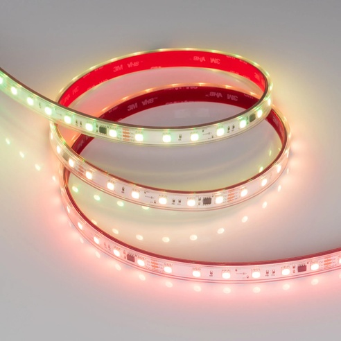 Лента светодиодная герметичная SPI-PS-B60-12mm 24V RGB-PX6-BPT (12 W/m, IP67, 5060, 5m) (Arlight, бегущий огонь)