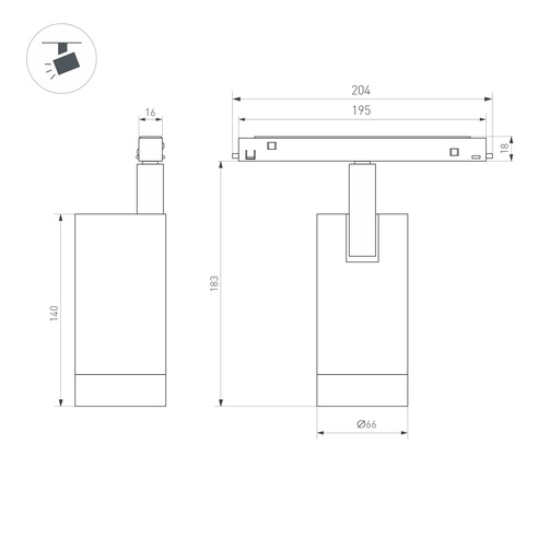 Светильник MAG-ORIENT-SPOT-R65-20W Day4000 (BK, 24 deg, 48V, DALI) (Arlight, IP20 Металл, 5 лет)