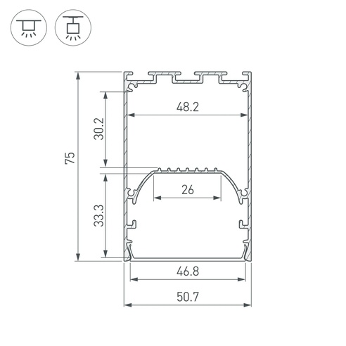 Профиль LINE-S-5075-2500 BLACK (Arlight, Алюминий)