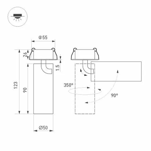 Светильник SP-GABI-BUILT-FLAP-R50-9W Warm3000 (BK, 60 deg, 230V) (Arlight, IP40 Металл, 5 лет)