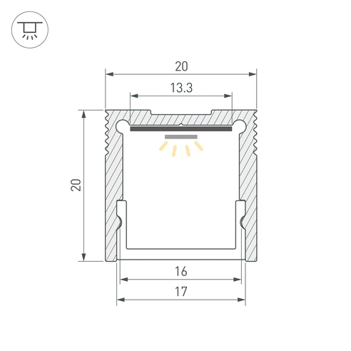 Профиль SL-SLIM20-H20-3000 ANOD (BY) (Arlight, Алюминий)