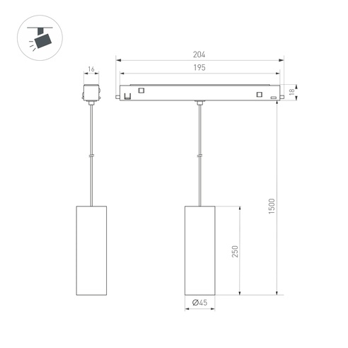 Светильник MAG-ORIENT-SPOT-HANG-R45-12W Day4000 (BK, 24 deg, 48V, DALI) (Arlight, IP20 Металл, 5 лет)