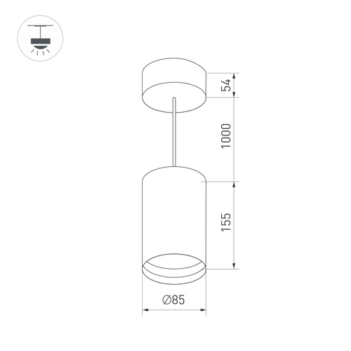 Светильник SP-POLO-HANG-R85-15W White5000 (BK-BK, 40 deg) (Arlight, IP20 Металл, 3 года)