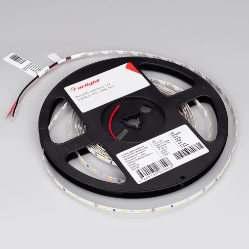Лента светодиодная RT-A60-5mm 12V Cool 8K (4.8 W/m, IP20, 2835, 5m) (Arlight, узкая)