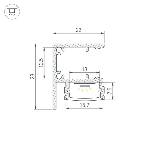 Профиль WALL-2228-2000 ANOD (Arlight, Алюминий)