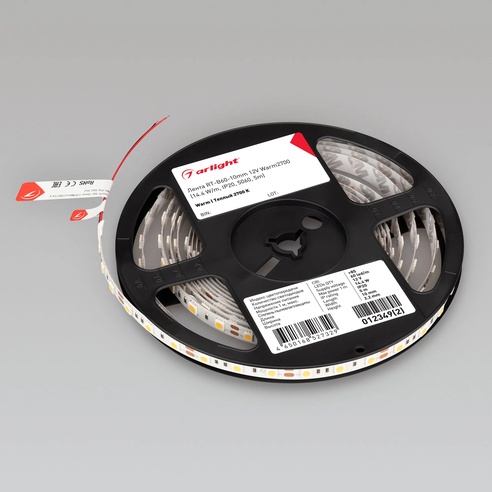 Лента светодиодная RT-B60-10mm 12V Warm2700 (14.4 W/m, IP20, 5060, 5m) (Arlight, 14.4 Вт/м, IP20)