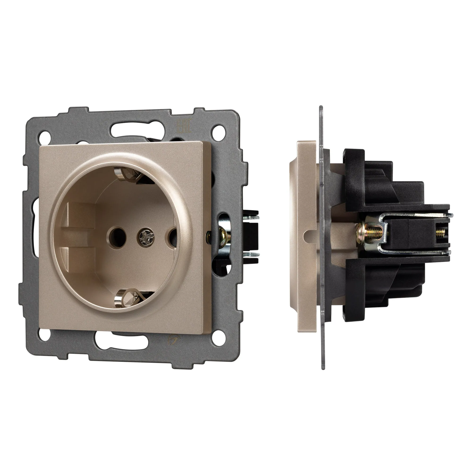 Механизм электрической розетки SCT-MEU1-PL-GD-V (250V, 16A) (Arlight, -) - изображение товара