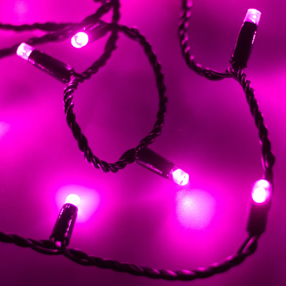 Светодиодная гирлянда ARD-STRING-CLASSIC-10000-BLACK-100LED-FLASH PINK (230V, 7W) (Ardecoled, IP65) - изображение товара