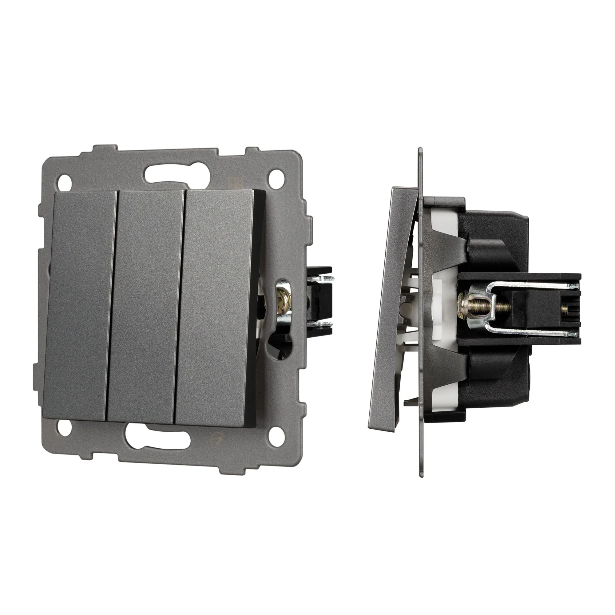 Механизм выключателя трехклавишный непроходной SWT-MK03-PL-GR-V (250V, 10A) (Arlight, -) - изображение товара