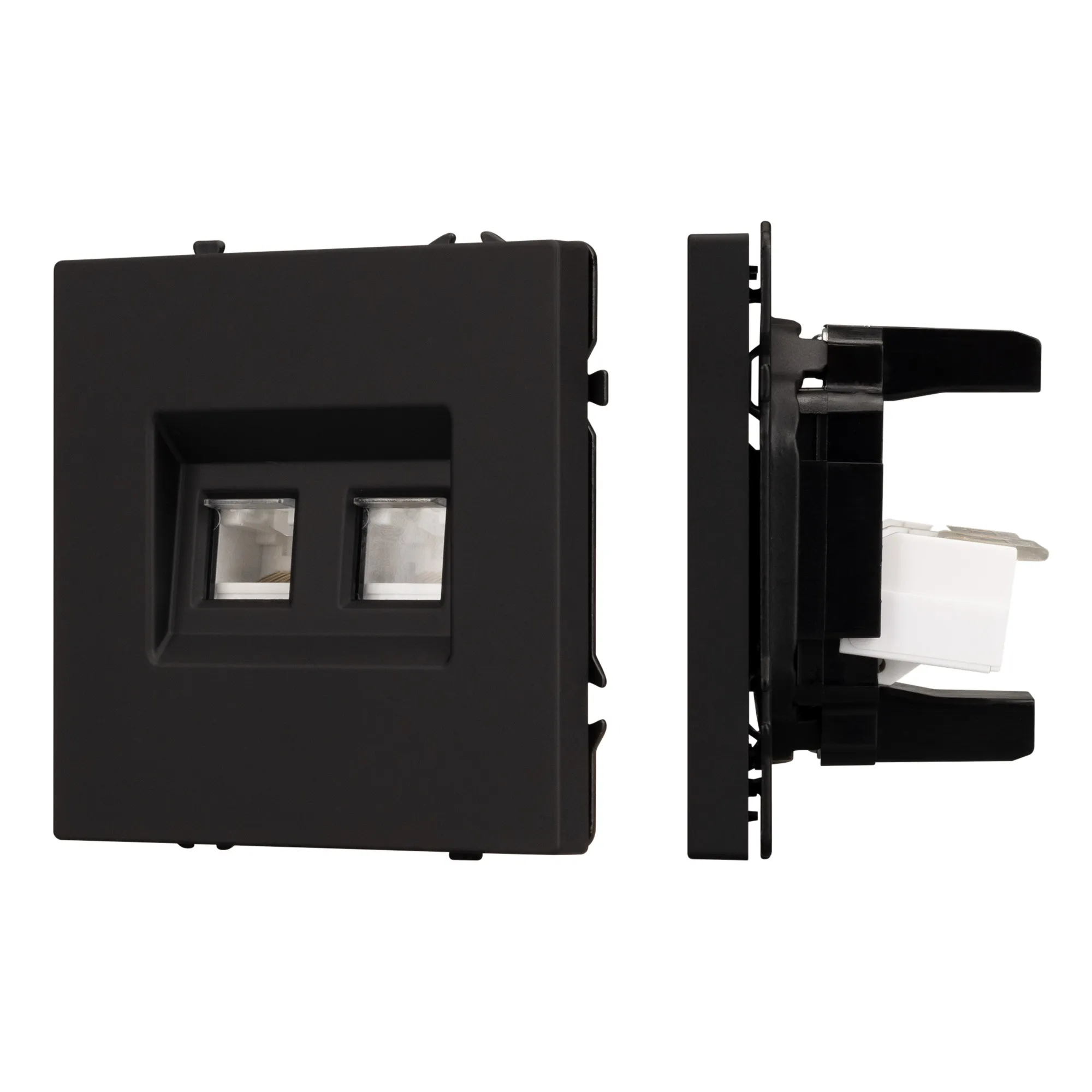 Механизм сдвоенной компьютерной розетки SCT-NOBE-MPC2-SFPL-BK (RJ-45, CAT6) (Arlight, -) - изображение товара